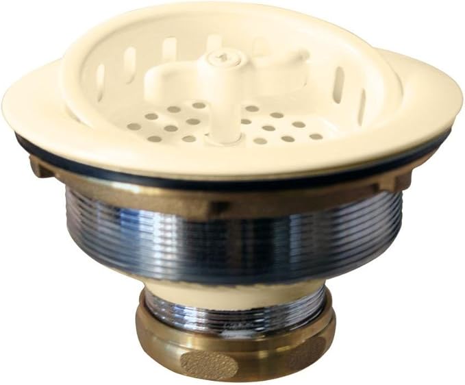 Westbrass D213-51 3-1/2" Wing Nut Twist Style Large Kitchen Sink Basket Strainer, Powder Coat Almond