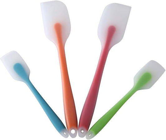 HiramWare Silicone Spatula Set of 4 - Heat Resistant Flexible Spatula 450F with Stainless Steel Core - Food Grade Premium Good Grip Kitchen Utensils - Seamless, Heavy Duty, BPA Free, Dishwasher Safe