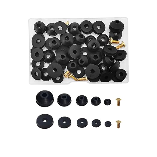58 PCS Faucet Washers Assortment Kit, Flat & Beveled Rubber Faucet Washers, Brass Bibb Screws, Multi-Size Faucet Stem Washers, Outdoor Faucet Repair Kit