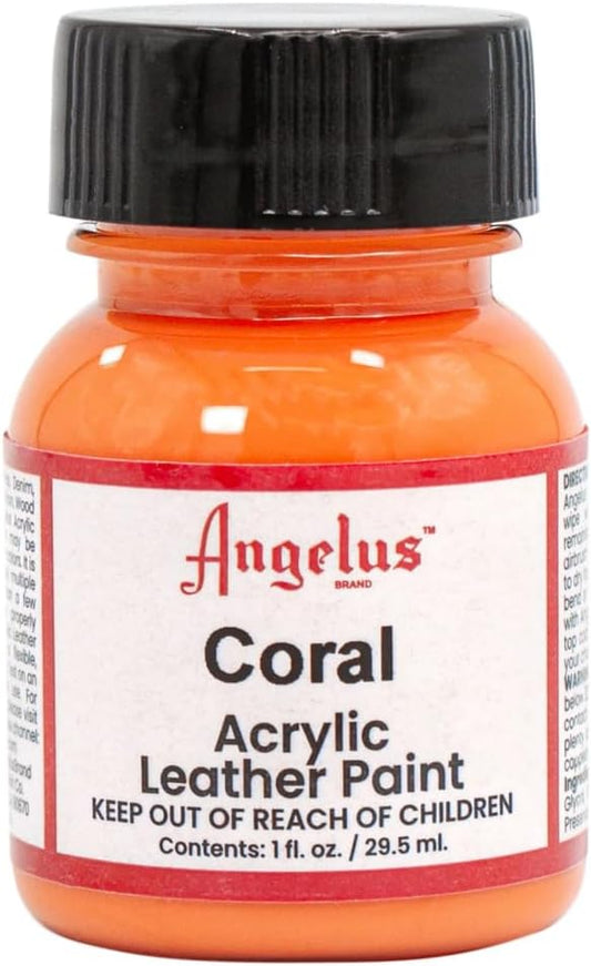 Angelus Acrylic Leather Paint for Purse Leather Vinyl 1 Oz Coral