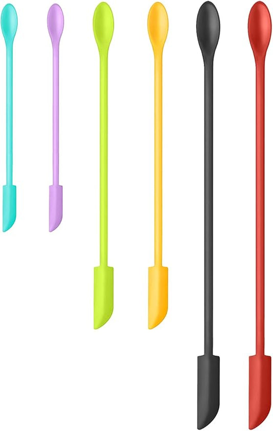 Silicone Spatula Set (6Pcs) - Mini Scraper Tool for Beauty & Food - Reach Every Last Drop, Multi-Size Spatulas for Makeup Jars, Lotion Bottles & Kitchen Containers (6 Color)