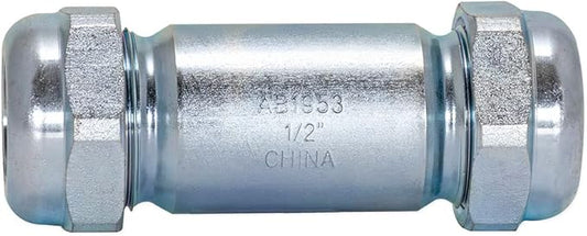Eastman 3-7/8 Inch Long Pattern Compression Coupling, 1/2 Inch IPS, Galvanized Steel, 20562