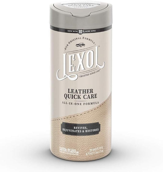 Lexol All Leather Quick Care All-in-One Formula, Best Leather Cleaner and Conditioner, for Use on Apparel, Furniture, Auto Interiors, Shoes, Bags, 30-Count Sheet Wipes,E301500100 , white