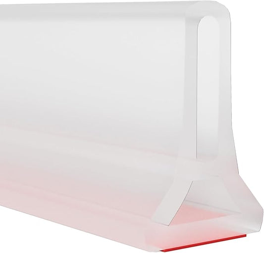 Hi-Na 3ft/5ft/6ft/8ft10ft Collapsible Shower Threshold Water Dam Water Barrier for Shower and Water Stopper Keeps Water Inside Water Threshold for Wet and Dry Separation (10ft, Clear)