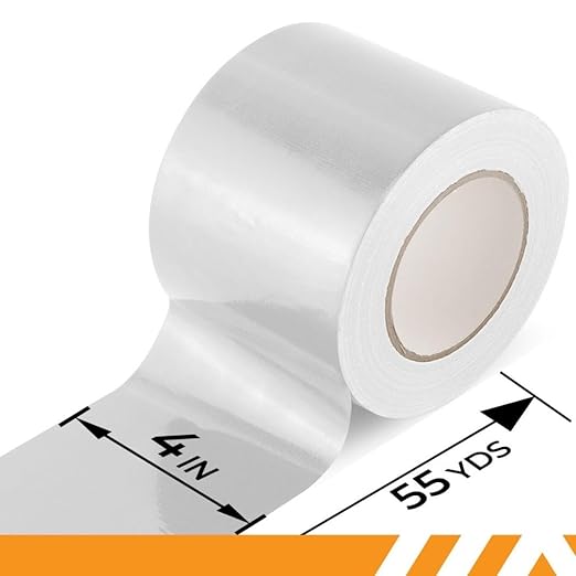 GTSE Wide Duct Tape, White, 4 Inches x 55 Yards (164 ft), Heavy Duty, Waterproof Repair Tape for Indoor or Outdoor Use, 96 Rolls