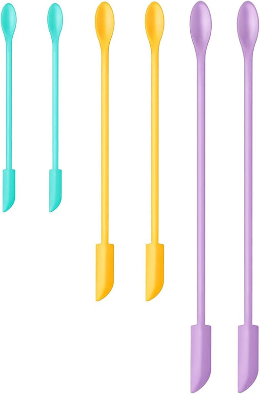 Silicone Spatula Set (6Pcs) - Mini Scraper Tool for Beauty & Food - Reach Every Last Drop, Multi-Size Spatulas for Makeup Jars, Lotion Bottles & Kitchen Containers (Color #1)