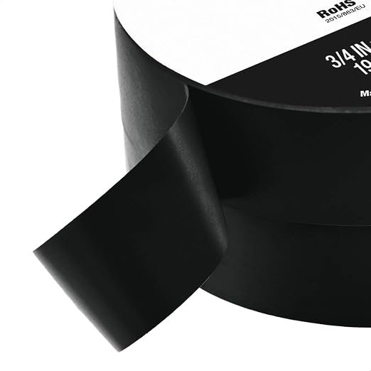 Amazon Basics Vinyl Electrical Adhesive Tape, Flame Retardant, Wire Insulation, Repairs, 3/4 in x 60 ft x 0.007in, Black, 6-Pack (