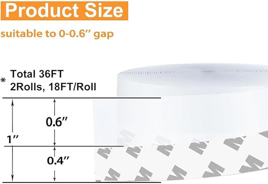 36 Ft Weather Stripping Door Seal Strip Tape,Silicone Door Draft Stopper,Self Adhesive Shower Door Bottom Seal and Door Insulation Strip for Door Frame Windows and Glass Gaps (Transparent, 25mm)