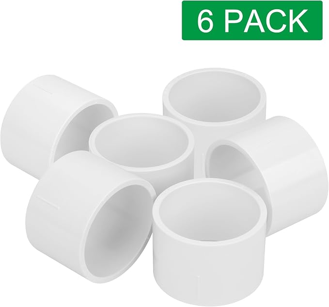 6Pack 2" PVC DWV Repair Coupling Adapter Pipe Fittings (Socket x Socket) SCH40 2 Inch PVC Slip Coupling Connectors for Drain, Waste, Vent