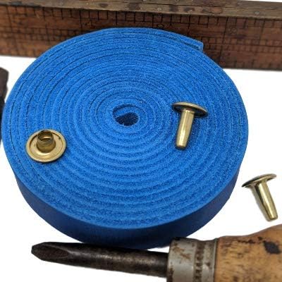TOFL Genuine Leather Strap | Top Grain Cowhide Strip – Sky Blue | 72" L x 5/8" W x 1/16" Thick | Suede Backing | Leather Craft Supplies | Leatherworking & DIY Repair Projects | 4-5 oz