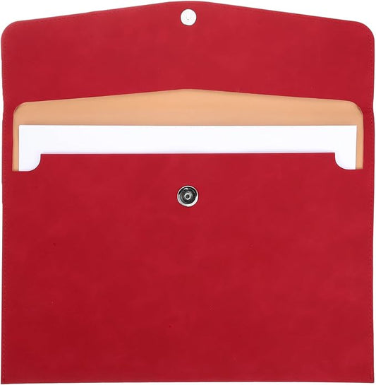 PATIKIL PU Leather File Folders, 7.9x10.6 A4 Document Holder Waterproof Envelope Folder with Snap Closure, Portable Portfolio Organizer Case for Paper Receipt, Red