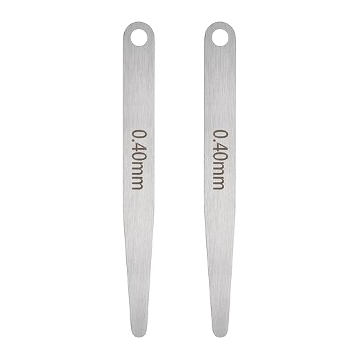 HARFINGTON 2pcs Metric Thickness Feeler Gauge 0.4mm Single Blade Oval Feeler Gauge 304 Stainless Steel Gap Measuring Tool for Repair Valve Guitar Spark Plug