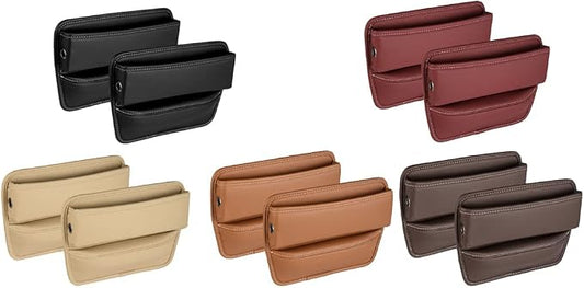 Riloer Car Organizers for Gap Leather Waterproof Car Seat Gap Fillers for Cars, Suvs, Trucks, Front Seat Gap Fillers for Phones, Keys, Cards, Glasses, Black