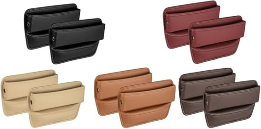 Riloer Car Organizers for Gap Leather Waterproof Car Seat Gap Fillers for Cars, Suvs, Trucks, Front Seat Gap Fillers for Phones, Keys, Cards, Glasses, Red