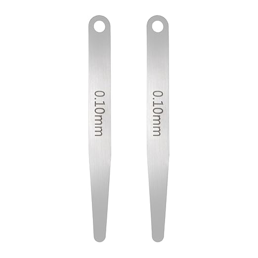 HARFINGTON 2pcs Metric Thickness Feeler Gauge 0.1mm Single Blade Oval Feeler Gauge 304 Stainless Steel Gap Measuring Tool for Repair Valve Guitar Spark Plug