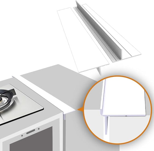 KindGa Foldable Stove Gap Filler Kitchen Counter Range Guards 25inch,Silicone Stove Gap Covers Electric Stoves Gap Filler Oven Side Sealing Strip Between Countertop and Stovetop Pack 2 (White)