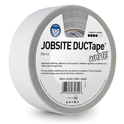IPG JobSite DUCTape, Colored Duct Tape, 1.88" x 60 yd, White (Single Roll)