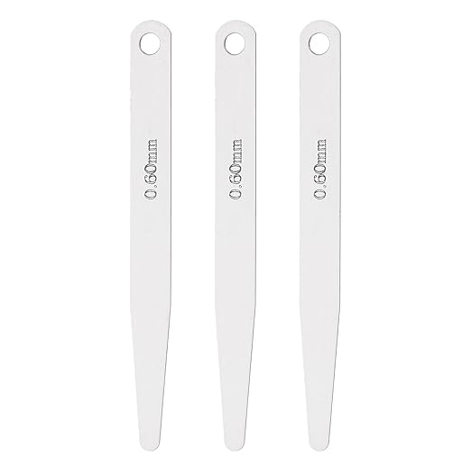 HARFINGTON 3pcs Metric Thickness Feeler Gauge 0.6mm Single Blade Oval Feeler Gauge 3CR-13 Stainless Steel Gap Measuring Tool for Repair Valve Guitar Spark Plug