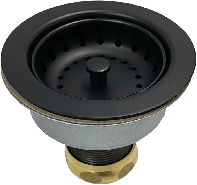 Kingston Brass K112MB Tacoma Kitchen Sink Basket Strainer, Matte Black 4.44 x 4.44 x 3.81