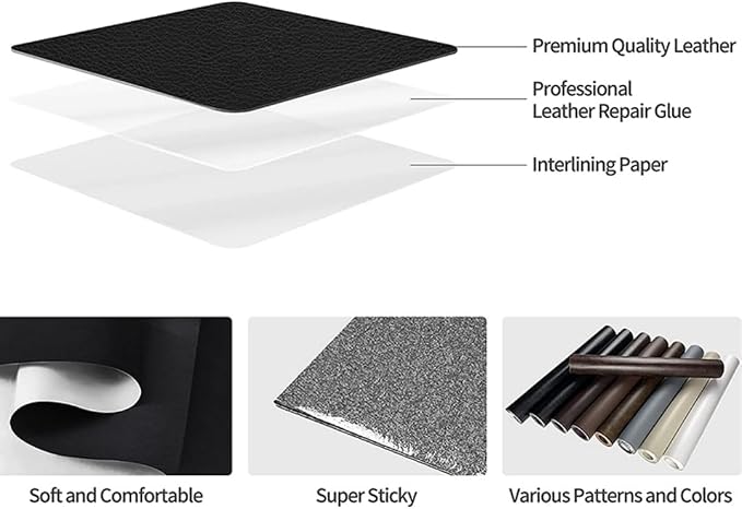 20 X 197 Inches Leather Repair Kit for Furniture, Waterproof Leather Tape Patch Couch Covers Car Seat Repair Self Adhesive Leather Repair Kit (Dark Purple)