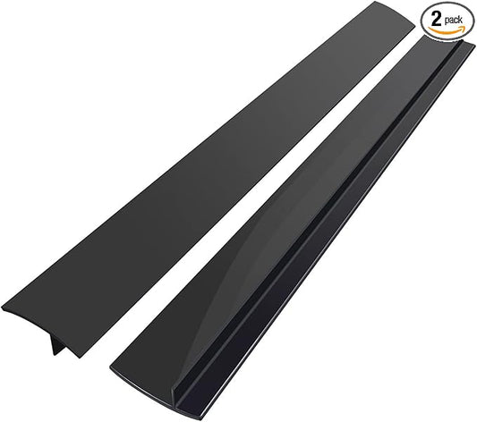 Silicone Stove Counter Gap Cover (2 Pack),Easy Clean Heat Resistant Wide & Long Kitchen Stove Gap Filler,Seals Spills Between Counters, Oven, Stovetops, Washing Machines, Washer, Dryer(30 in, Black)