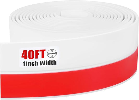 Draft Seal Tape for Doors and Windows 1 in x 40 Ft Silicone Weather Stripping Extra Thick 2mm Door Seal Strip with Strong Adhesive Draft Insulation Stopper Side Seal - White
