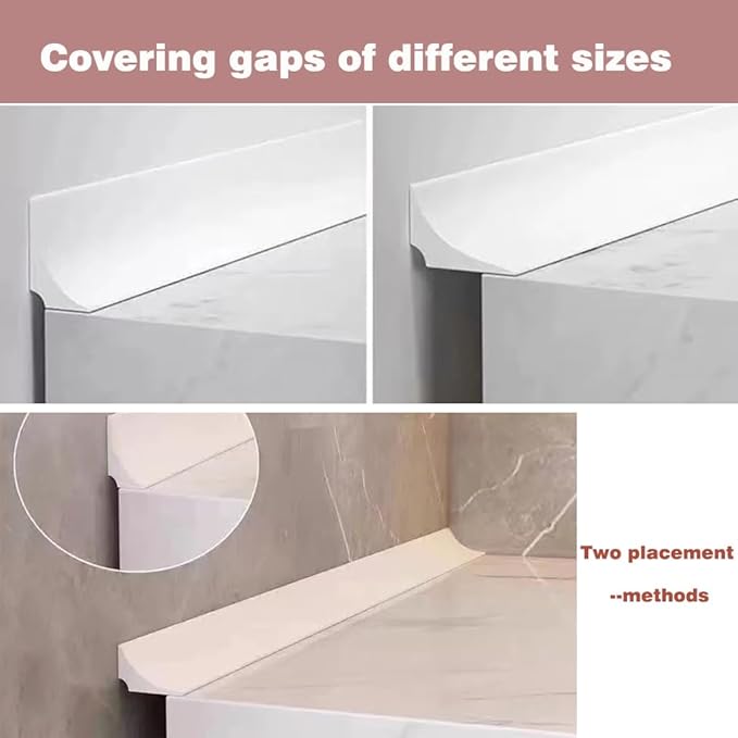 Water Dam Silicone Waterproof Barrier Bathroom and Kitchen Water Strip Coving Edging Strip（Black-3.3m）
