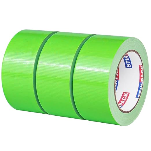 3 Rolls Green Duct Tape, Heavy Duty Strong Industrial Colored Duct Tape 9mil x 2inch x 25yds Flexible, No Residue, Waterproof and Tear by Hand, Multi-Use for Indoor & Outdoor Repairs