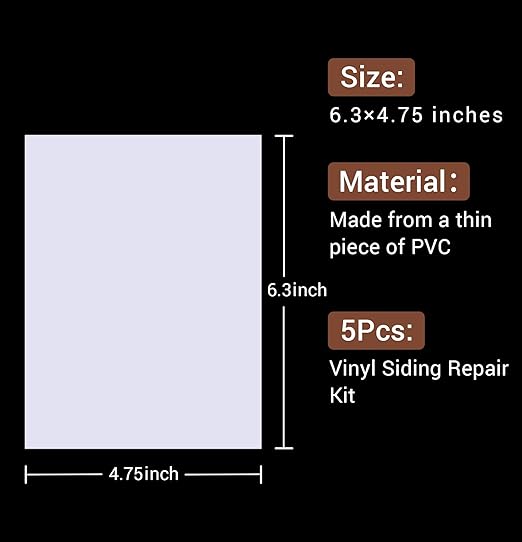Vinyl Siding Repair Kit-5Pcs Vinyl Siding Patch Self-Adhesive Repair Tape for Mobile Home Skirting House Siding Fence Parts Self Adhesive PVC Vinyl Tape Hole Covering for Walls Holes Tools