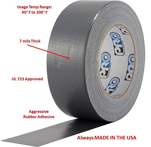 ProTapes Pro Duct 100 PE-Coated Cloth Economy Duct Tape, 60 yds Length x 2" Width, Black (Pack of 1)