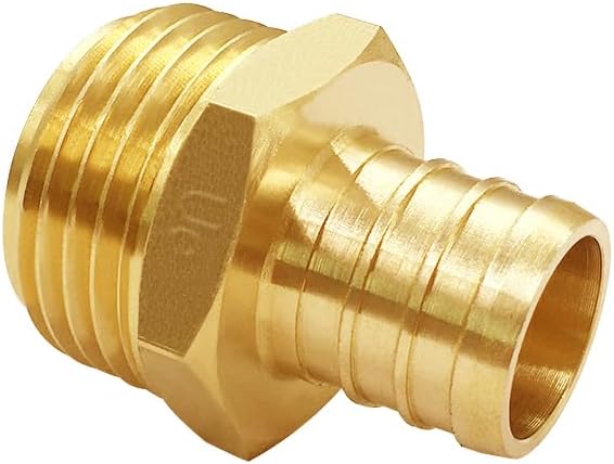 Uenede 2PCS Solid Brass 3/4" PEX Barb to 3/4" GHT Male Garden Hose End Connector Splicer Mender Repair Fitting