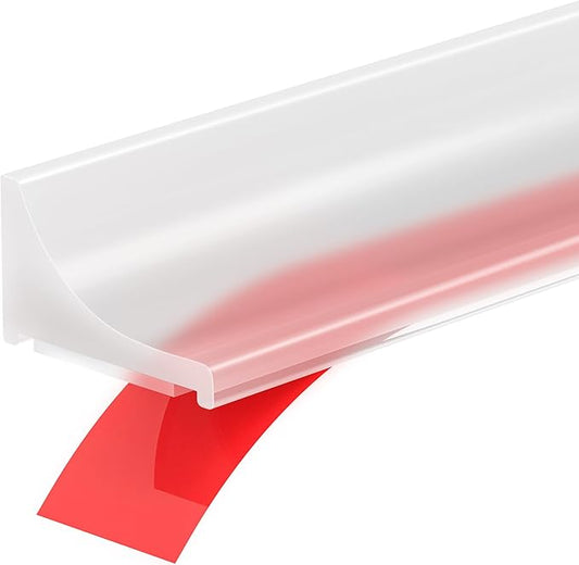 98Inch Shower Threshold Water Dam, Self-Adhesive Silicone Shower Barrier Water Stopper Shower Door Bottom Seal Strip Shower Splash Guard for Bathroom Kitchen Bathtub