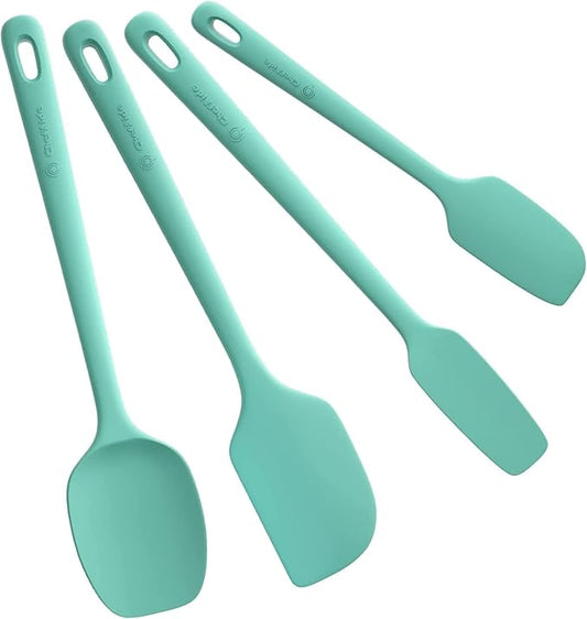 ChefAide 4 Pieces Silicone Spatula Set, Food Grade Rubber Spatula, Upgrade Strong Handle with Ergonomic Grip, Heat Resistant for Nonstick Cookware, Cooking