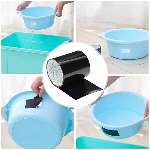 Fdit Flexible Waterproof Tape, Super Strong Adhesive Patch, Black, 150x10cm, PVC Material, for Water Pipes, Faucets, PE Pipes, Plastic Basins