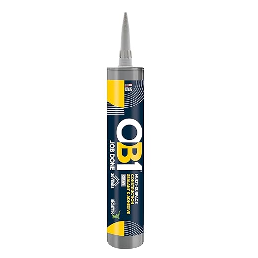 OB1 Universal Caulk Sealant & Adhesive Gray 10.1oz | Professional Grade Premium All-in-One Advanced Hybrid 3-in1 | Water Resistant Internal & External | Shrink Crack UV & Fade Resistant | 1 Cartridge