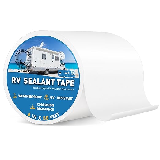 RV Roof Sealant Tape, 6 Inch X 50 Feet RV Repair Seal Tape for Camper Trailer Boat Seam Leaks Roofing, UV Resistant & Weatherproof, White