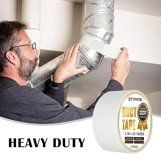 White Duct Tape Bulk Pack Heavy Duty: Wide Waterproof Outdoor Duck Furniture Repair Tape - Strong Adhesive Weather UV Resistant No-Residue Masking Tapes Patterns Variety Pack (6, White)