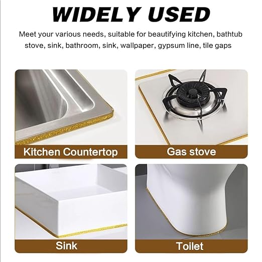 Caulk Tape Waterproof Self Adhesive,Bathroom Accessories Sealant Strip Caulk Strip Caulking Tool,Caulking Sealing Tape for Kitchen Countertop,Toilet,Windows,Decor (Grey, Planar)