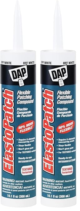 DAP 12286 Elastopatch Textured 02 10.1Oz Raw Building Material, 10.1 oz, Off- White, 10 Ounce (Pack of 2)