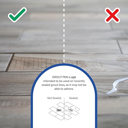 Grout Pen Grey Grout Paint: Waterproof Tile Paint Grout Refresh Restorer for Floor, Kitchen & Bathroom Shower Tiles - Grey - Can Size for Larger Projects - 125ml (4.2oz)