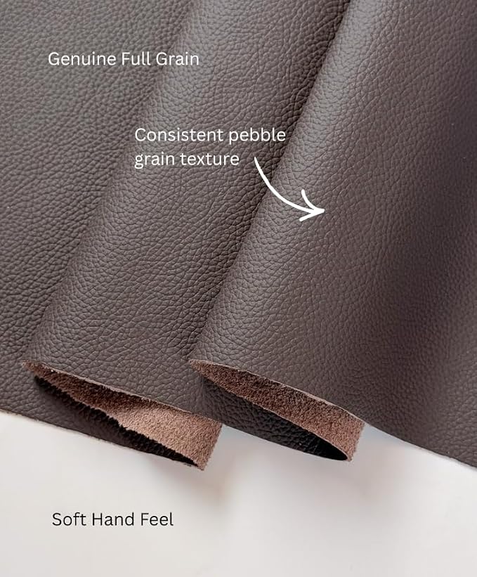 12'' x 24'' Genuine Full Grain Cowhide Leather Sheet — Soft Leather for Upholstery Repair, Handbags, Wallets, Sewing, Crafts, & DIY Projects — 1.1-1.3mm (3oz) Pre-Cut (Chocolate, 1 Piece)