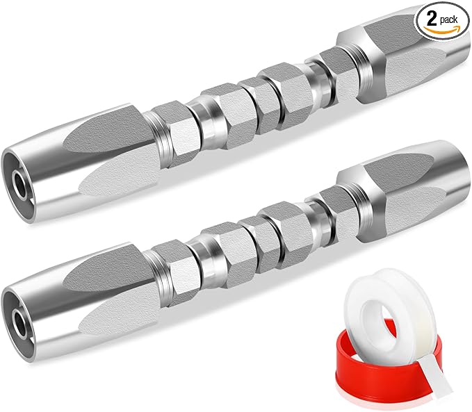Hydraulic Hose Repair Kit, 1/2" Hydraulic Hose Field Repair Kit, 2pcs Reusable Heavy Duty Galvanized Carbon Steel Fittings