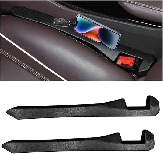 2 PCS Car Seat Gap Filler, PU Leather Car Seat Side Gap Filler to Fill The Gap Between Seat and Console, Universal Car Seat Gap Filler to Prevent Item from Falling for Most Vehicles (Black)