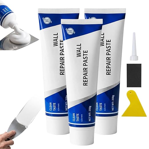 Drywall Mending Agent Kit, Quick Drying Wall Repair Paste with Scraper, Easy DIY Wall Hole Crack Dent Filler for Household Surface Restoration (3pcs)