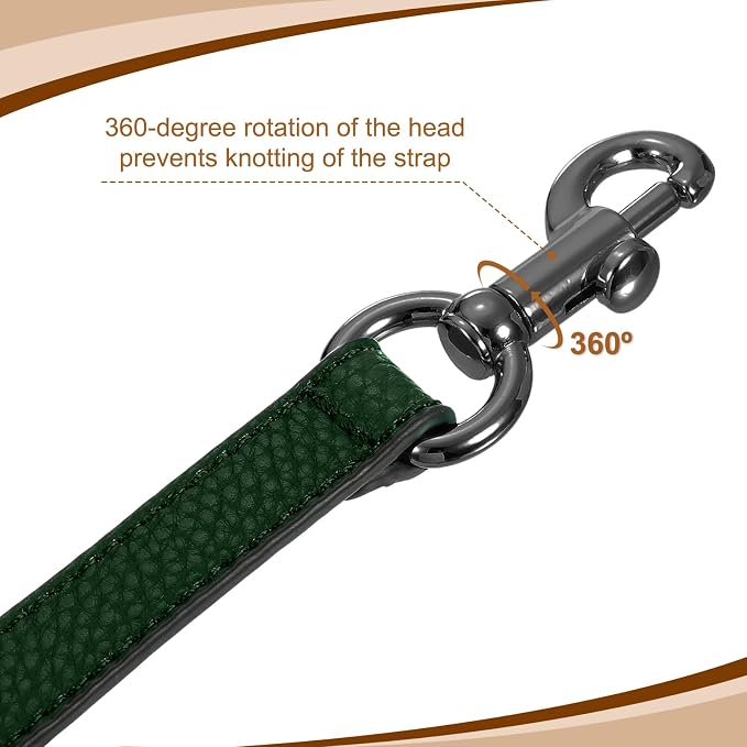 uxcell 19.29 Inch PU Leather Short Bag Strap with Clasp, Purse Handles Handbags Replacement Straps for Clutch Bag Underarm Bags, Dark Green, Grey Buckle