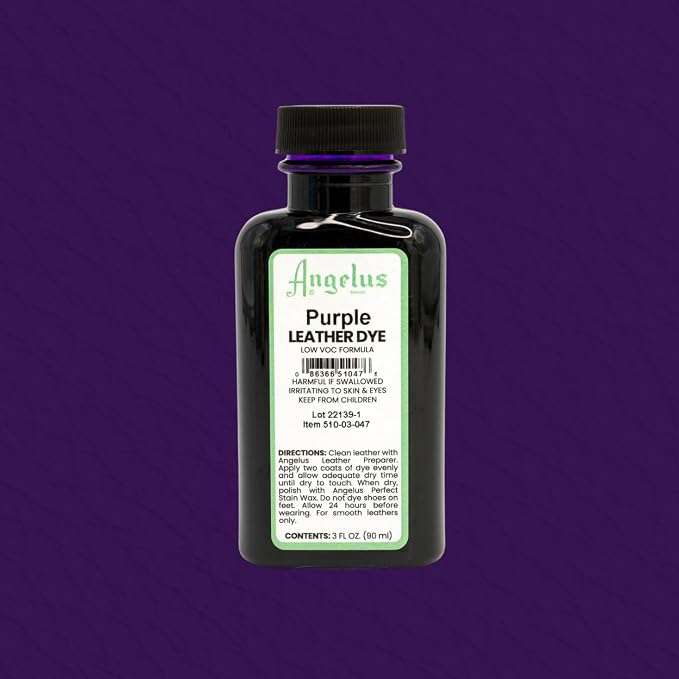 Angelus Leather Dye - Flexible Leather Dye for Shoes, Boots, Bags, Crafts, Furniture, & More 3oz, Dauber Included (Purple)