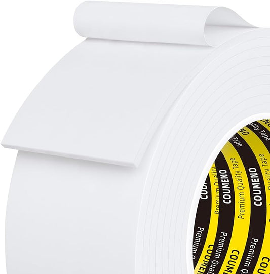 Single-Sided Adhesive EVA Foam Tape 2inX10FT,White Foam Weather Stripping,Door Seal & Window Insulation Tape,Waterproof Sound Proof Seal Strip for Doors,Windows,Garage Door & Gap Sealing