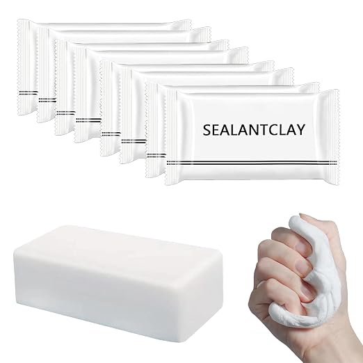 8 Pcs White Sealing Clay Waterproof Duct Seal Repair Seal Putty, Quick-Drying Putty for Pipe Connection, Wall Hole, Air Conditioning Holes