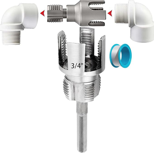 Pvc Pipe Threader, Pipe Tapping and Threading Tool, 4 in 1 Water Pipe Threader, Pipe Thread Cutting Tools for 1/2'' 3/4'' 1'' Dies, External & Internal Pipe Threader, Water Pipes Threading Tool