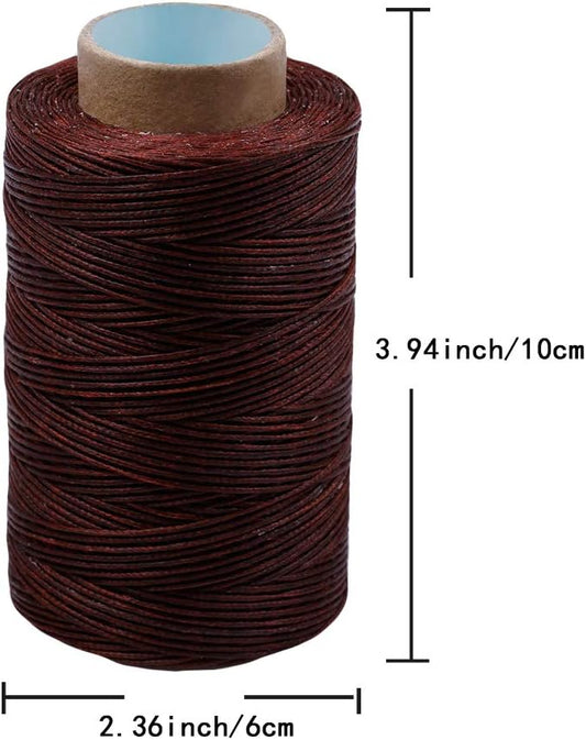 284 Yards Waxed Thread, 210D Heavy Duty Wax Thread for Leather Sewing, 0.8mm Flat Upholstery Sewing String for Bookbinding/Shoe Repairing/Leather Projects